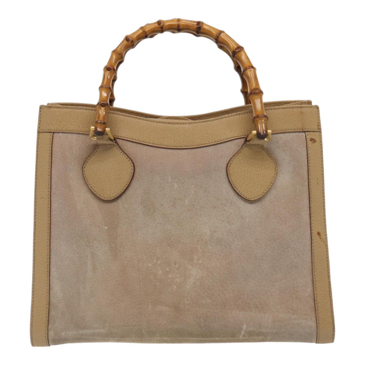 GUCCI Bamboo Hand Bag Suede Beige Gold 002 0260 2615  ep5358