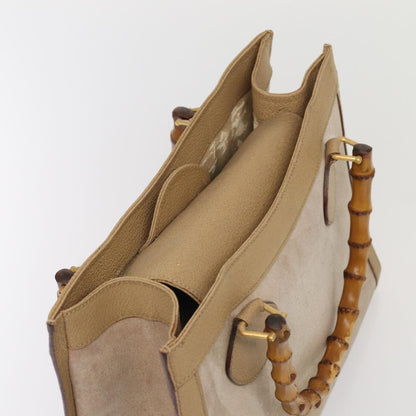 GUCCI Bamboo Hand Bag Suede Beige Gold 002 0260 2615  ep5358
