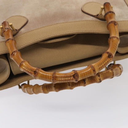 GUCCI Bamboo Hand Bag Suede Beige Gold 002 0260 2615  ep5358