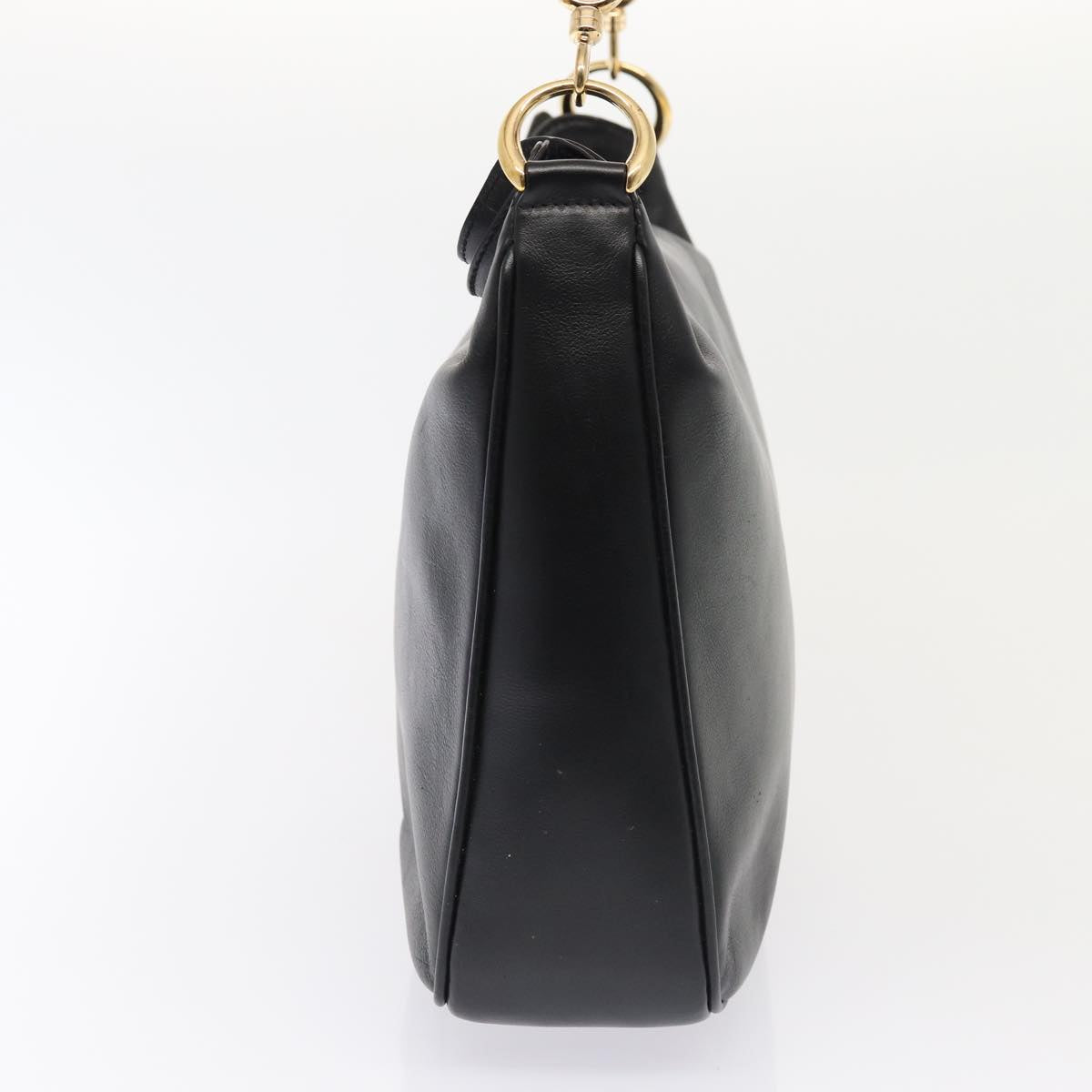 GUCCI Bamboo Hand Bag Leather 2way Black Gold 001 1638  ep5360