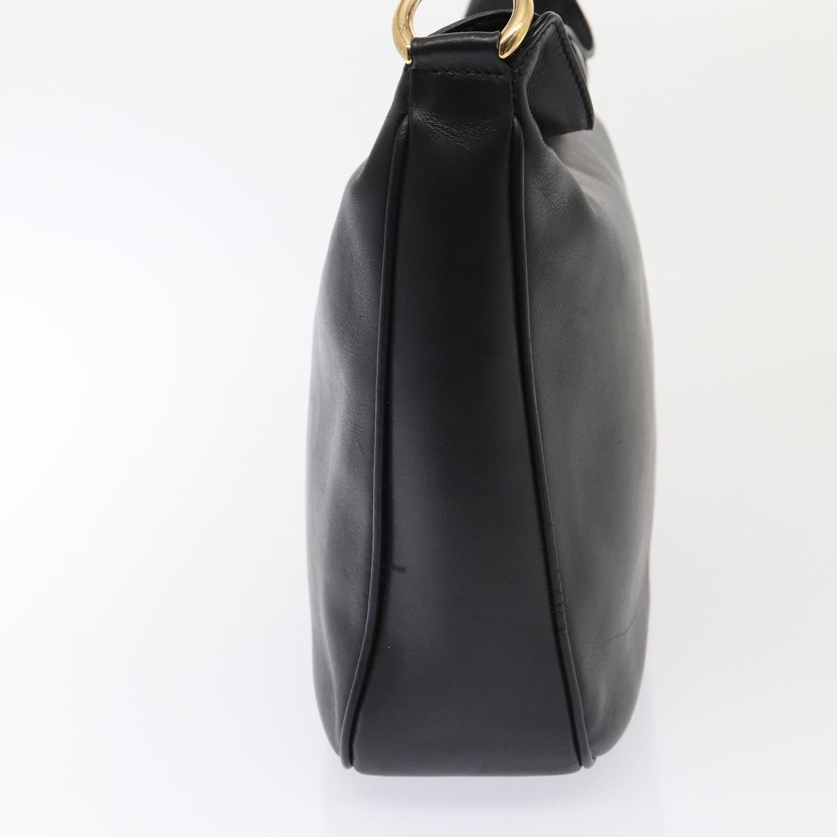 GUCCI Bamboo Hand Bag Leather 2way Black Gold 001 1638  ep5360
