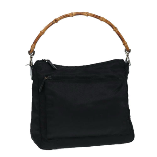 GUCCI Bamboo Hand Bag Nylon Black Silver 000 0509  ep5387