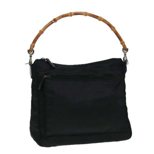 GUCCI Bamboo Hand Bag Nylon Black Silver 000 0509  ep5387