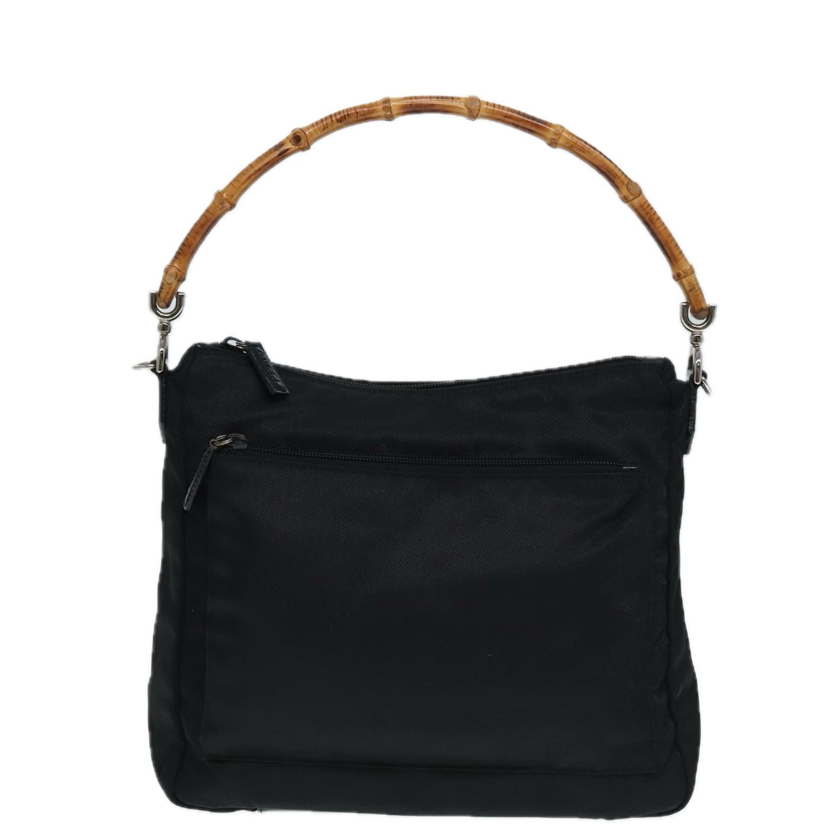 GUCCI Bamboo Hand Bag Nylon Black Silver 000 0509  ep5387