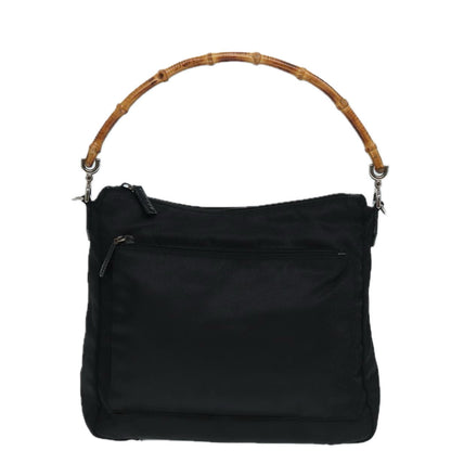 GUCCI Bamboo Hand Bag Nylon Black Silver 000 0509  ep5387