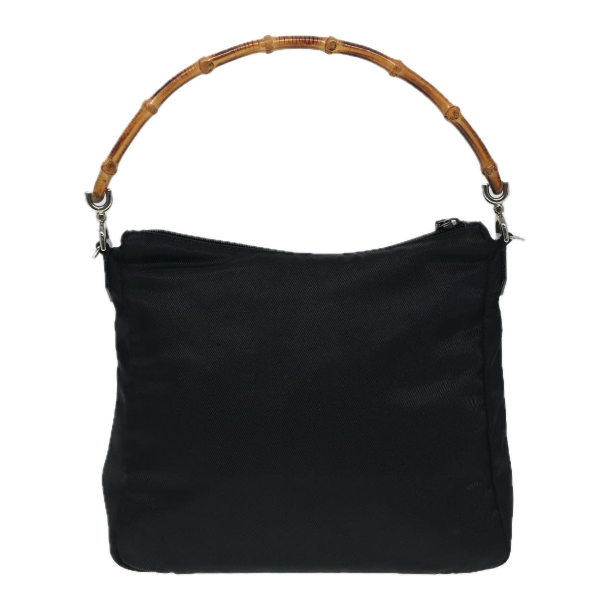 GUCCI Bamboo Hand Bag Nylon Black Silver 000 0509  ep5387