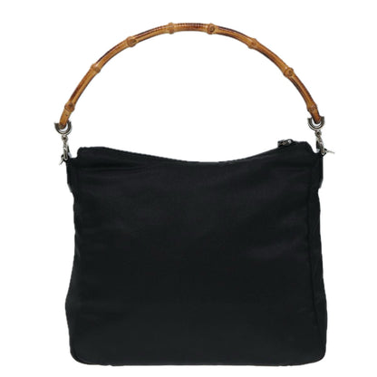 GUCCI Bamboo Hand Bag Nylon Black Silver 000 0509  ep5387