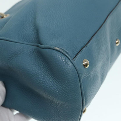 GUCCI Bamboo Hand Bag Leather 2way Blue Gold 323660  ep5409