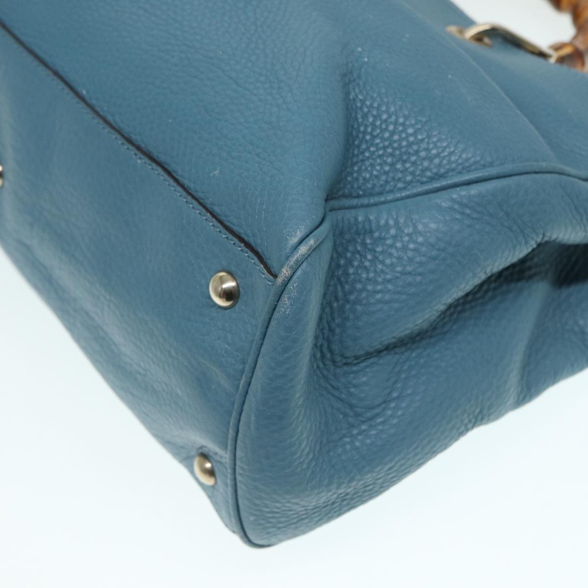 GUCCI Bamboo Hand Bag Leather 2way Blue Gold 323660  ep5409