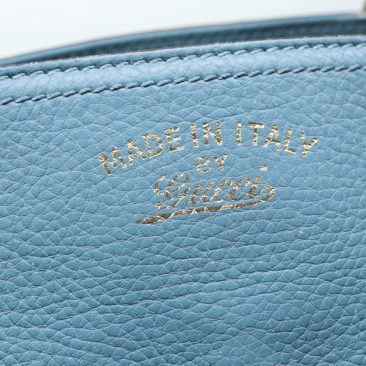 GUCCI Bamboo Hand Bag Leather 2way Blue Gold 323660  ep5409
