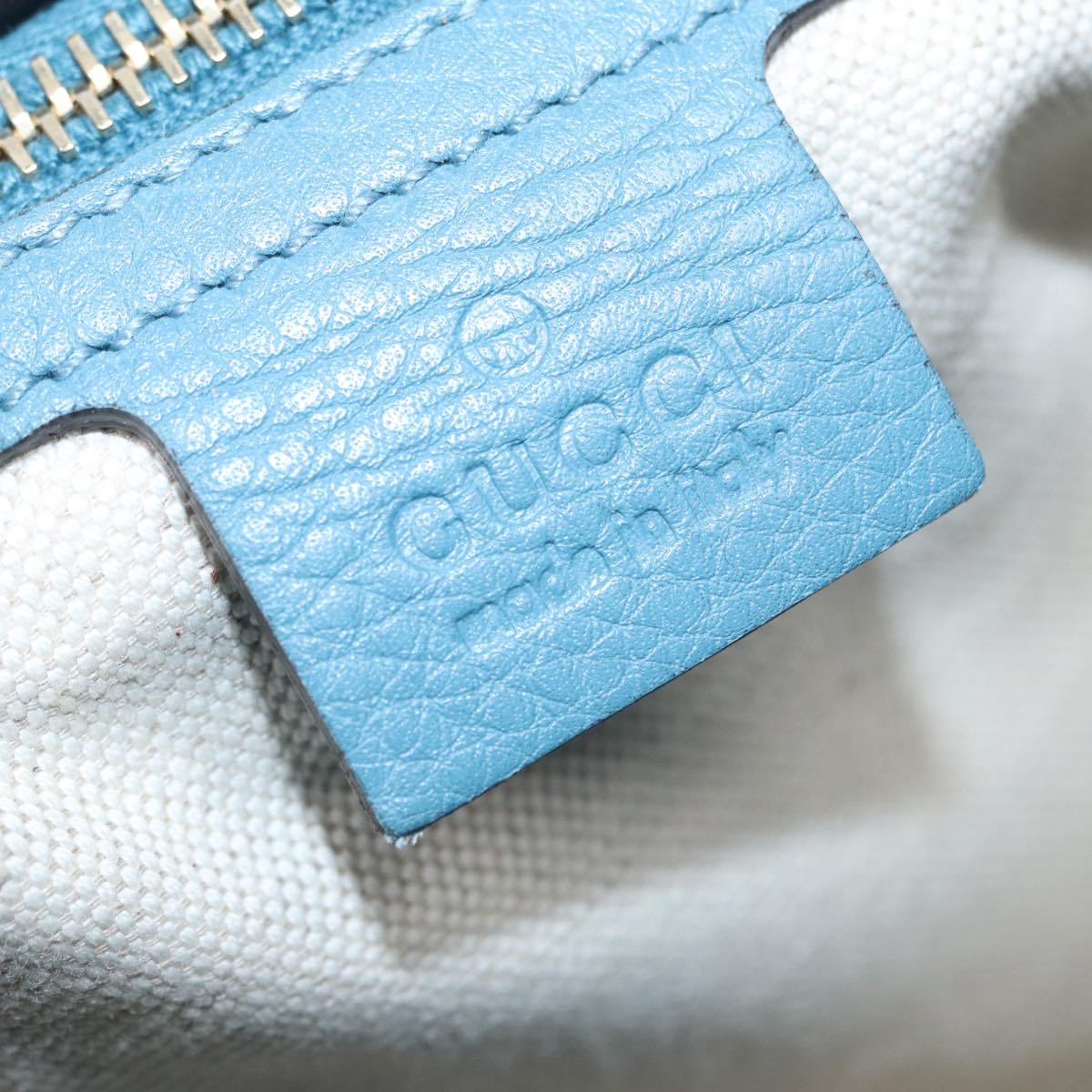 GUCCI Bamboo Hand Bag Leather 2way Blue Gold 323660  ep5409