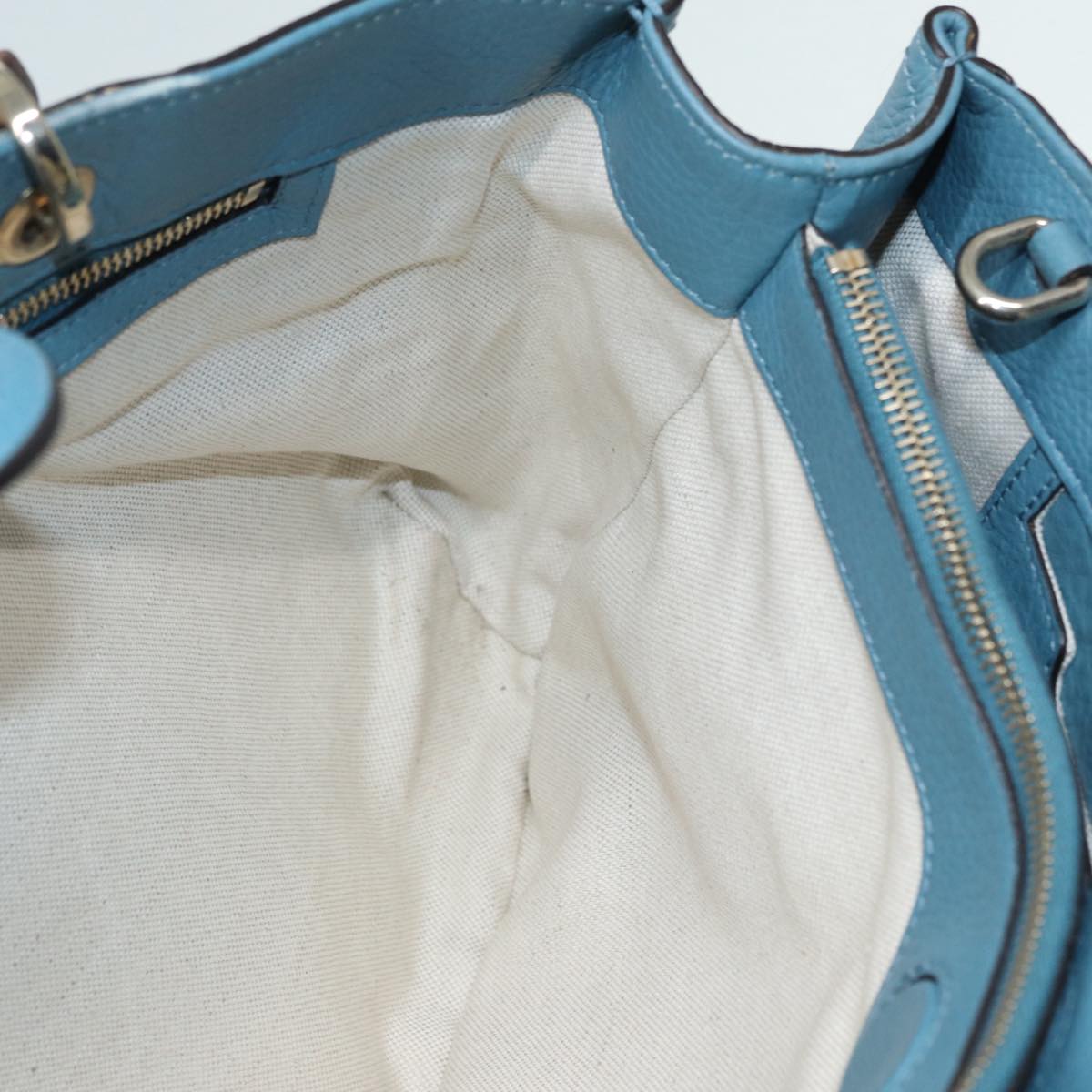 GUCCI Bamboo Hand Bag Leather 2way Blue Gold 323660  ep5409