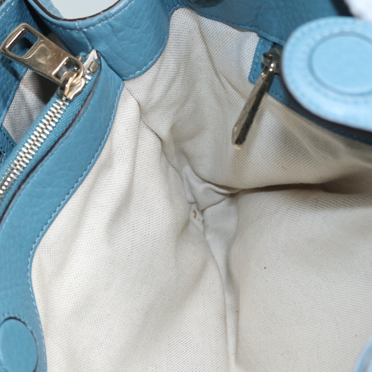 GUCCI Bamboo Hand Bag Leather 2way Blue Gold 323660  ep5409