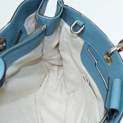 GUCCI Bamboo Hand Bag Leather 2way Blue Gold 323660  ep5409