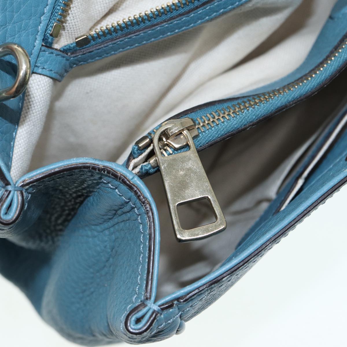 GUCCI Bamboo Hand Bag Leather 2way Blue Gold 323660  ep5409