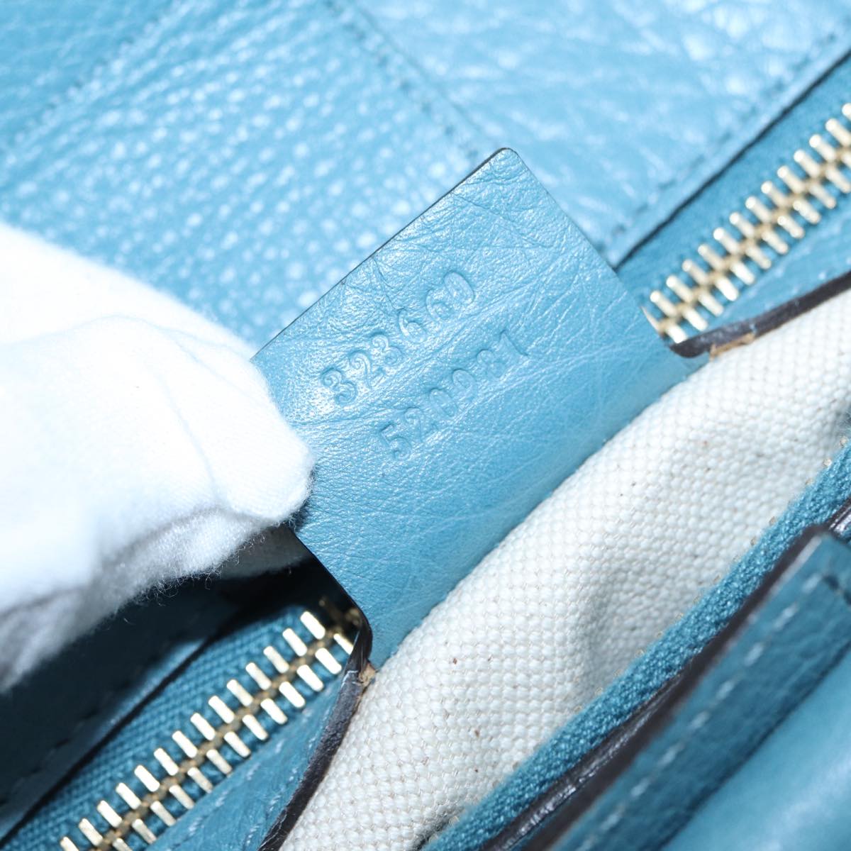 GUCCI Bamboo Hand Bag Leather 2way Blue Gold 323660  ep5409