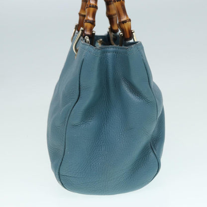 GUCCI Bamboo Hand Bag Leather 2way Blue Gold 323660  ep5409