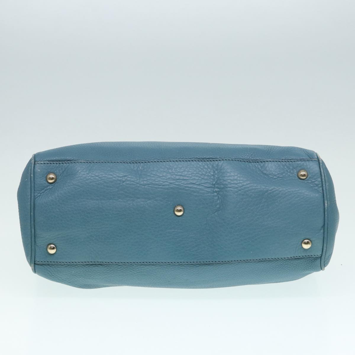 GUCCI Bamboo Hand Bag Leather 2way Blue Gold 323660  ep5409