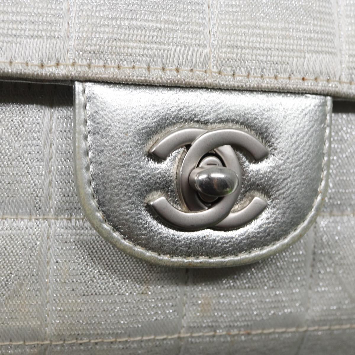 CHANEL Chain New Travel Line Shoulder Bag Nylon Beige Silver CC ep5439