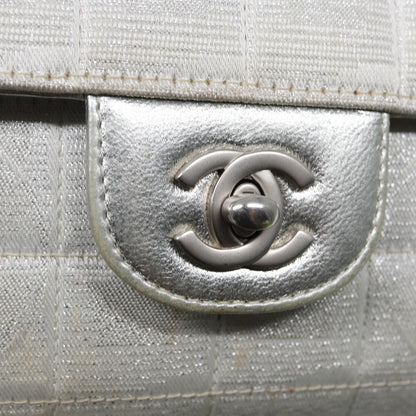 CHANEL Chain New Travel Line Shoulder Bag Nylon Beige Silver CC ep5439