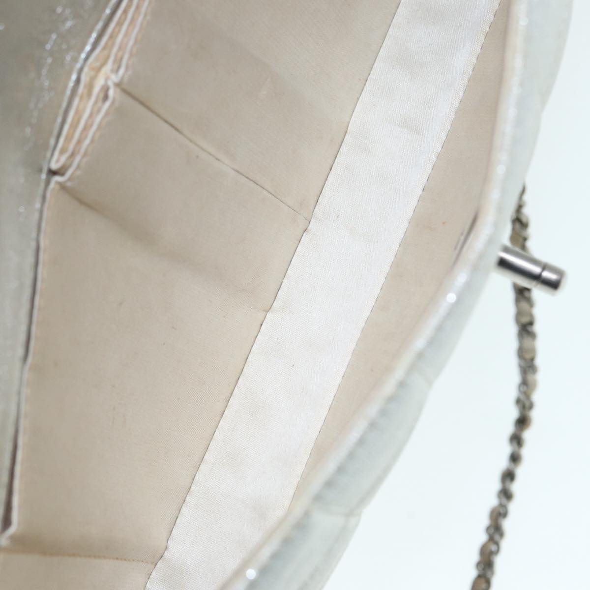 CHANEL Chain New Travel Line Shoulder Bag Nylon Beige Silver CC ep5439