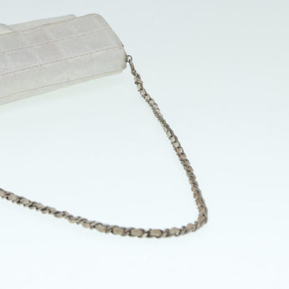 CHANEL Chain New Travel Line Shoulder Bag Nylon Beige Silver CC ep5439