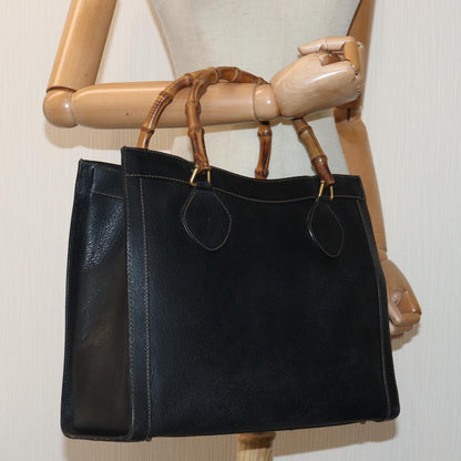 GUCCI Bamboo Hand Bag Leather Black Gold 002 123 0260  ep5446
