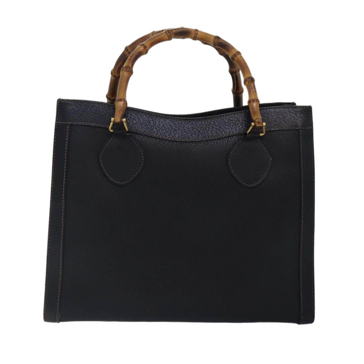 GUCCI Bamboo Hand Bag Leather Black Gold 002 123 0260  ep5446