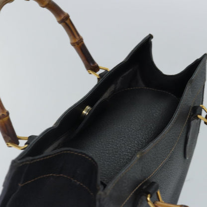 GUCCI Bamboo Hand Bag Leather Black Gold 002 123 0260  ep5446