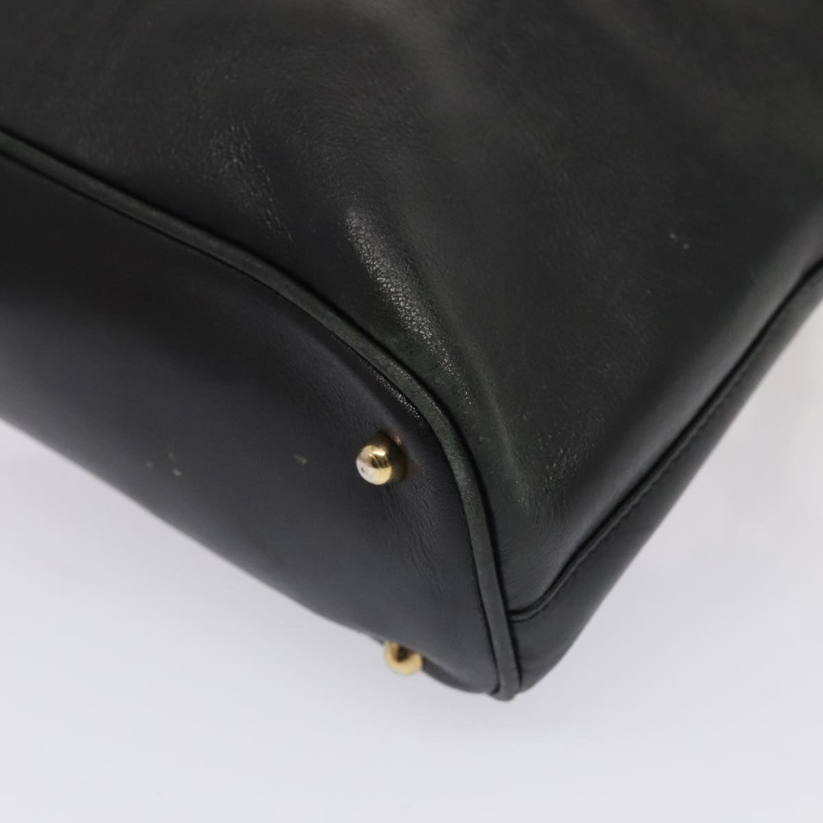 GUCCI Bamboo Hand Bag Leather Black Gold 000 1046 0290  ep5474