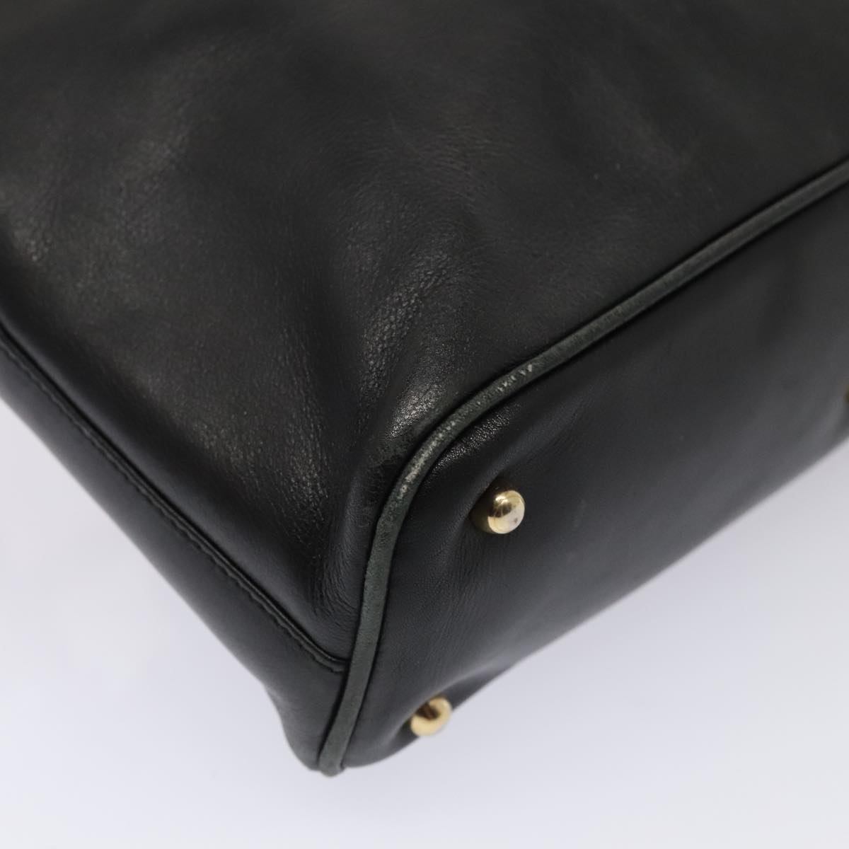 GUCCI Bamboo Hand Bag Leather Black Gold 000 1046 0290  ep5474