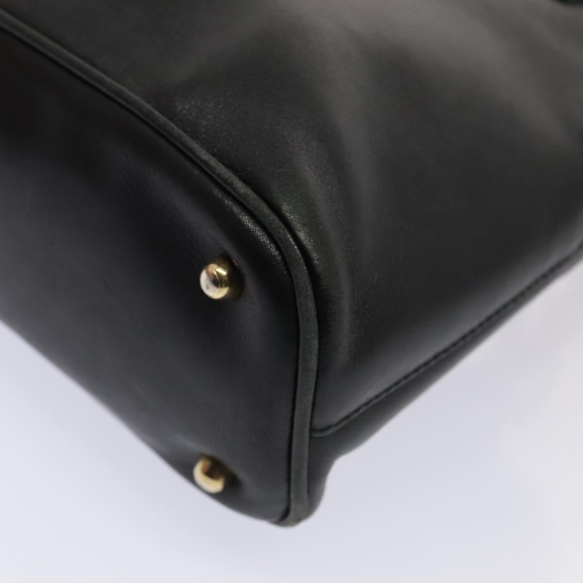 GUCCI Bamboo Hand Bag Leather Black Gold 000 1046 0290  ep5474