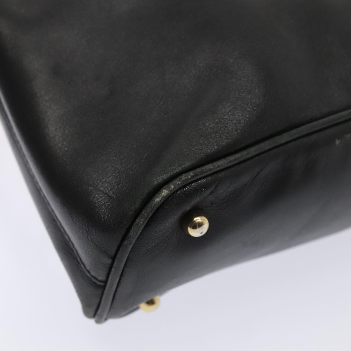 GUCCI Bamboo Hand Bag Leather Black Gold 000 1046 0290  ep5474