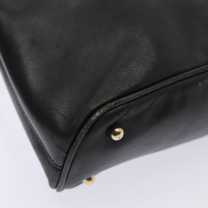 GUCCI Bamboo Hand Bag Leather Black Gold 000 1046 0290  ep5474