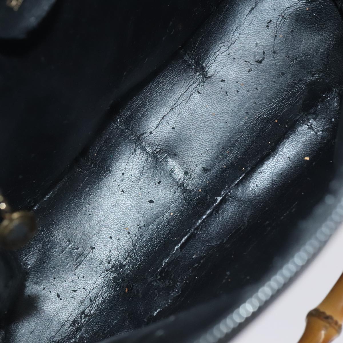 GUCCI Bamboo Hand Bag Leather Black Gold 000 1046 0290  ep5474