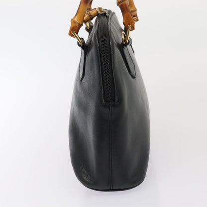 GUCCI Bamboo Hand Bag Leather Black Gold 000 1046 0290  ep5474