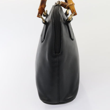 GUCCI Bamboo Hand Bag Leather Black Gold 000 1046 0290  ep5474