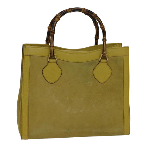 GUCCI Bamboo Hand Bag Suede Leather Yellow Gold 002 2853 0260 0  ep5476