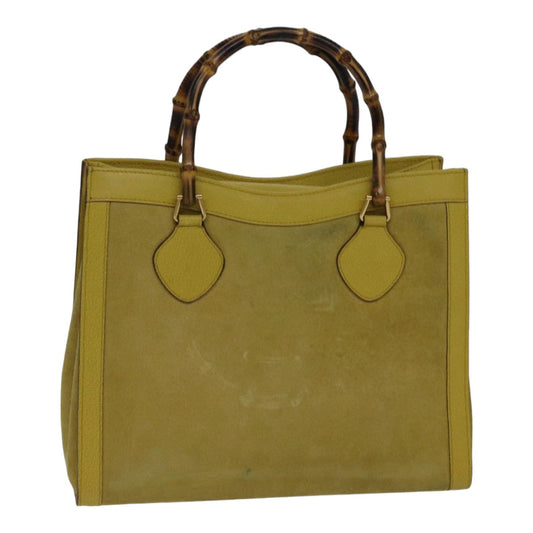 GUCCI Bamboo Hand Bag Suede Leather Yellow Gold 002 2853 0260 0  ep5476