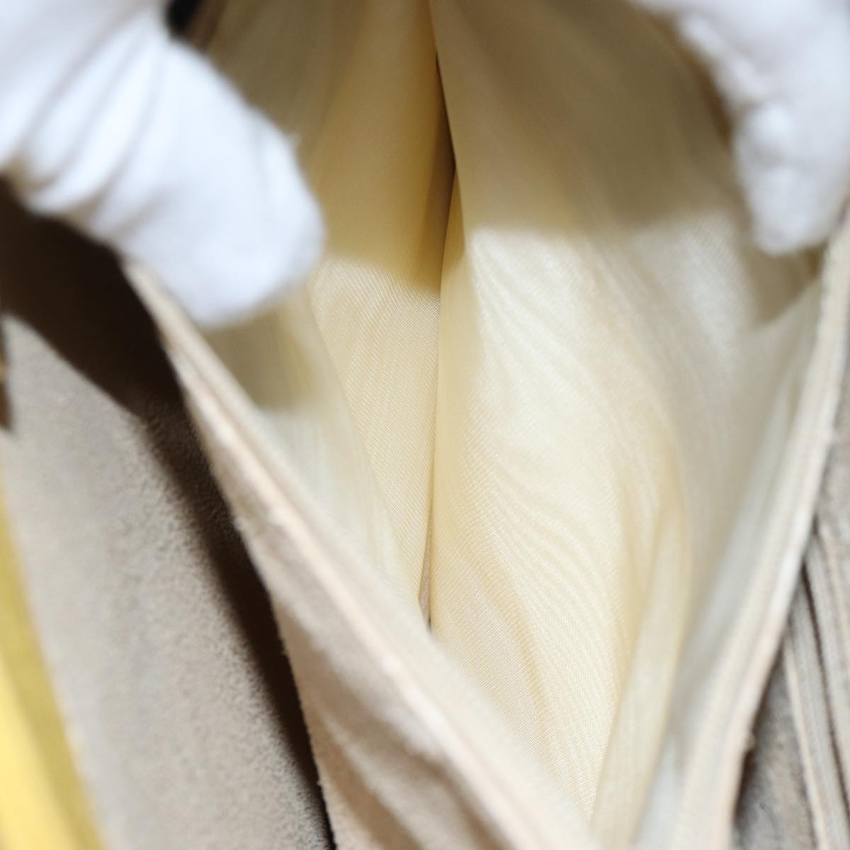 GUCCI Bamboo Hand Bag Suede Leather Yellow Gold 002 2853 0260 0  ep5476