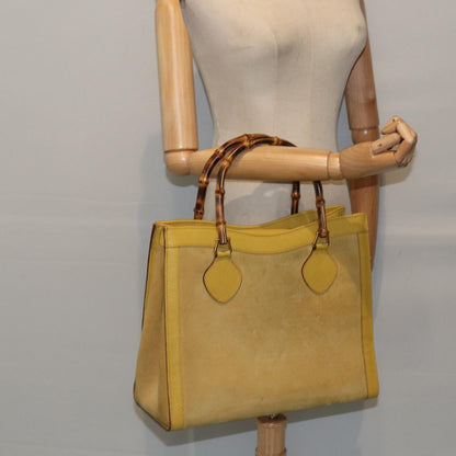 GUCCI Bamboo Hand Bag Suede Leather Yellow Gold 002 2853 0260 0  ep5476
