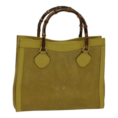 GUCCI Bamboo Hand Bag Suede Leather Yellow Gold 002 2853 0260 0  ep5476