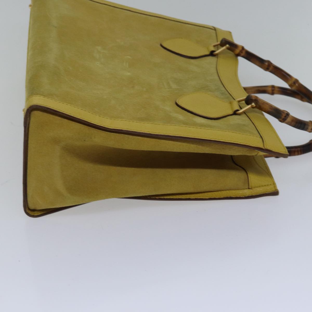 GUCCI Bamboo Hand Bag Suede Leather Yellow Gold 002 2853 0260 0  ep5476