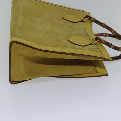GUCCI Bamboo Hand Bag Suede Leather Yellow Gold 002 2853 0260 0  ep5476