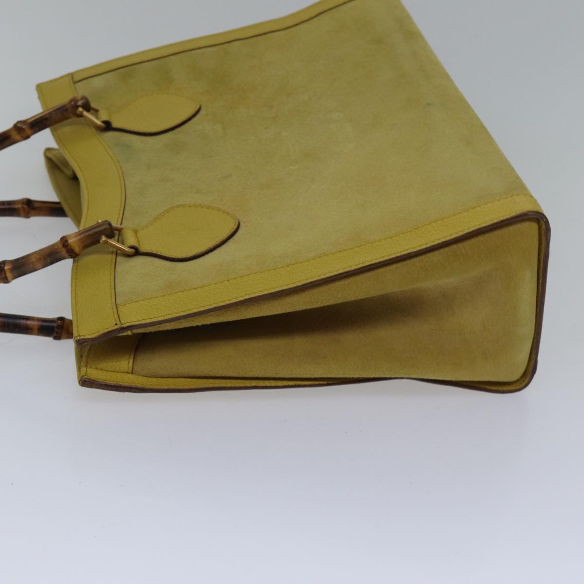 GUCCI Bamboo Hand Bag Suede Leather Yellow Gold 002 2853 0260 0  ep5476