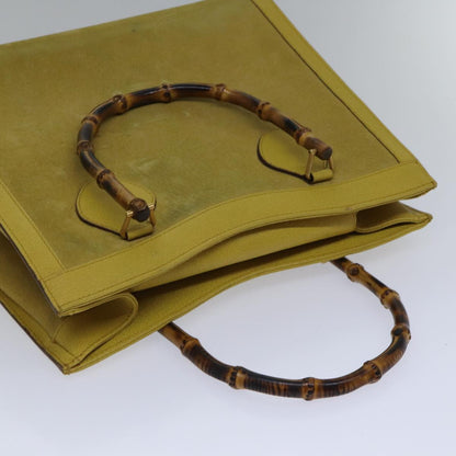 GUCCI Bamboo Hand Bag Suede Leather Yellow Gold 002 2853 0260 0  ep5476