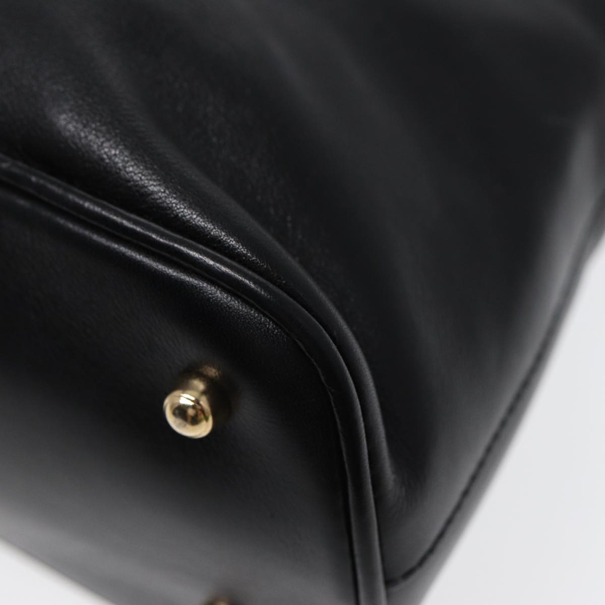GUCCI Bamboo Hand Bag Leather Black Gold  ep5486