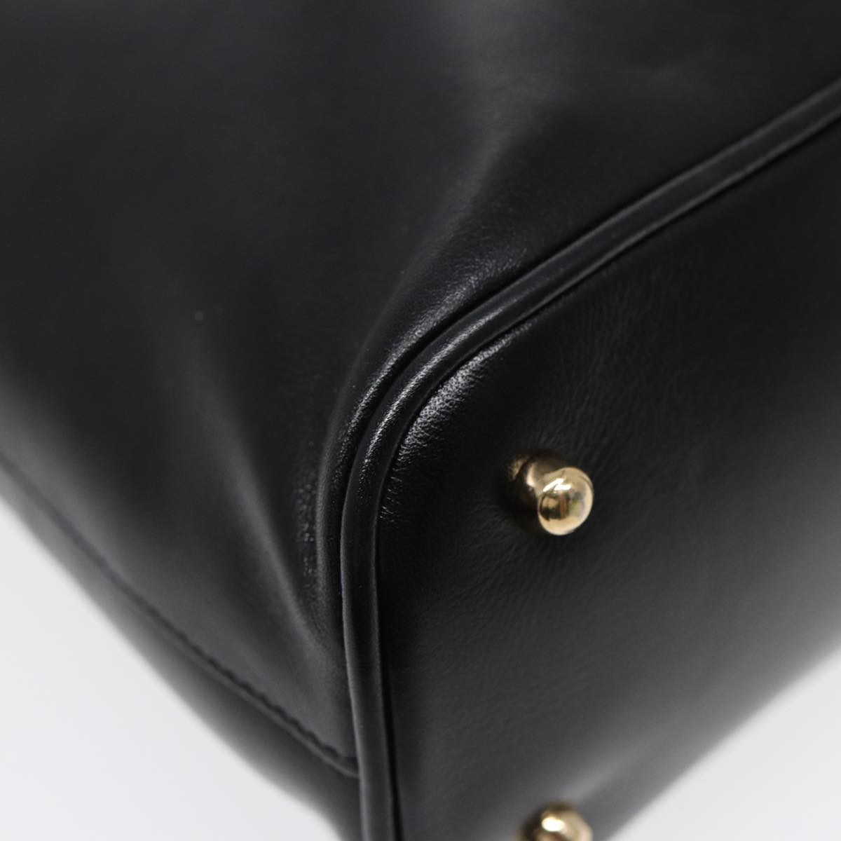 GUCCI Bamboo Hand Bag Leather Black Gold  ep5486