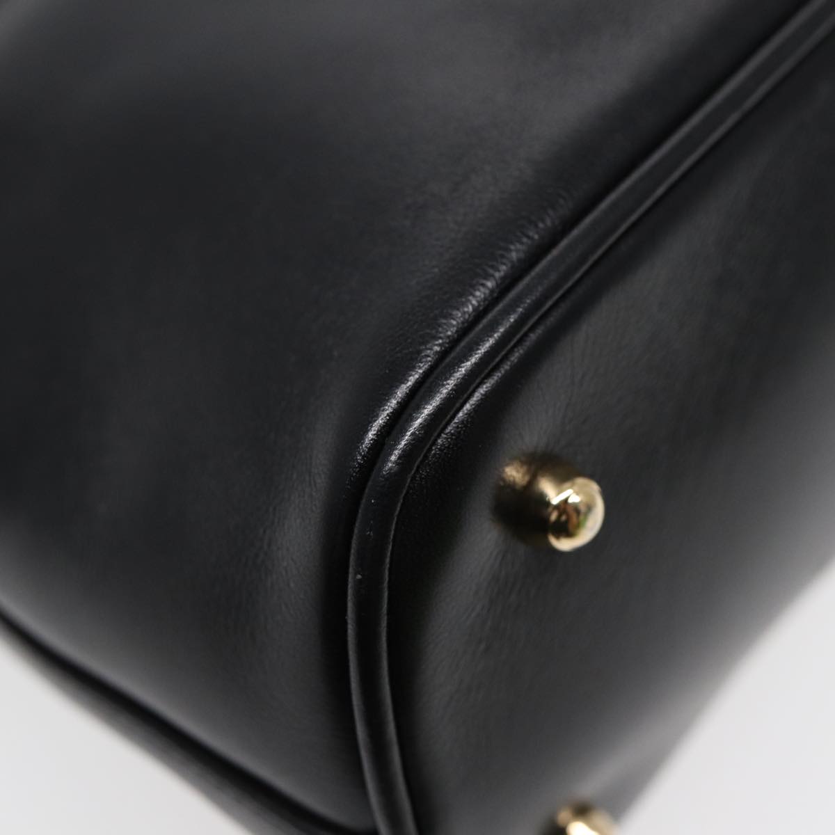 GUCCI Bamboo Hand Bag Leather Black Gold  ep5486