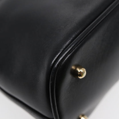 GUCCI Bamboo Hand Bag Leather Black Gold  ep5486